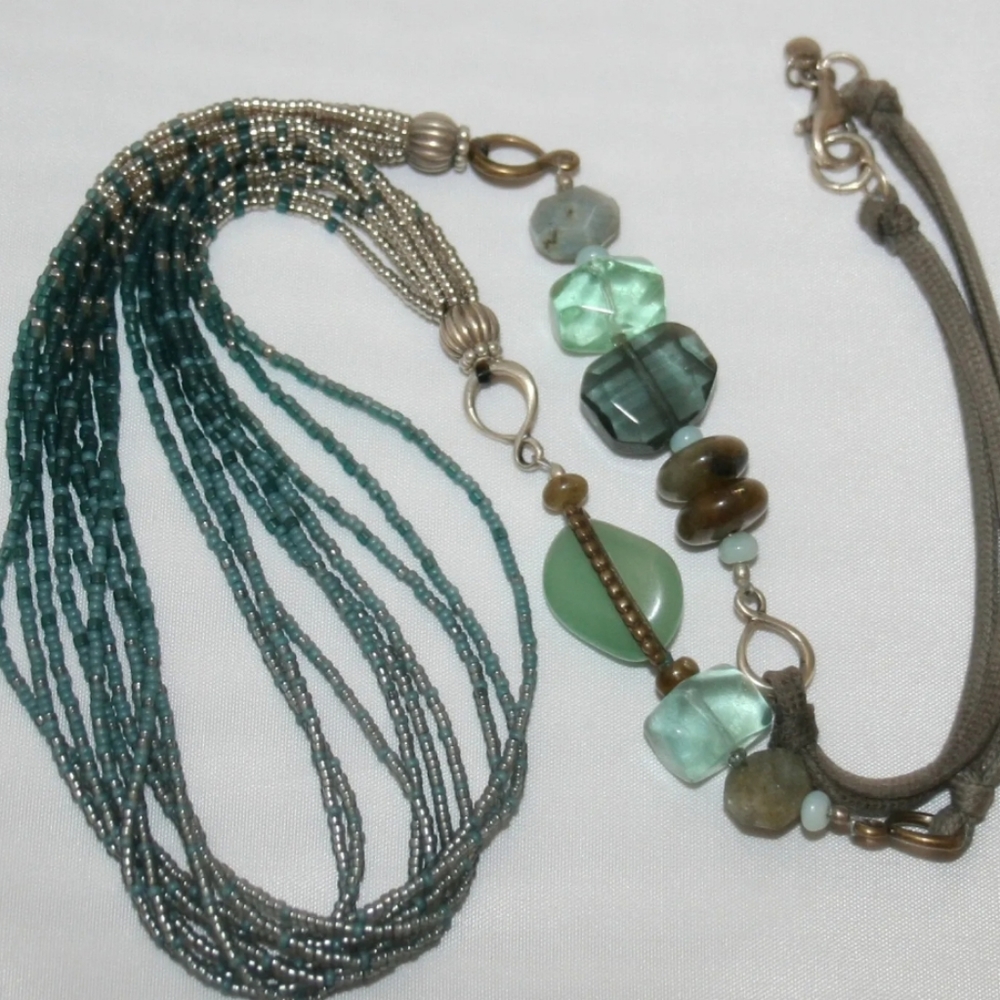 Silpada Sterling Silver & Brass, Labradorite, Chalcedony, Glass Necklace…